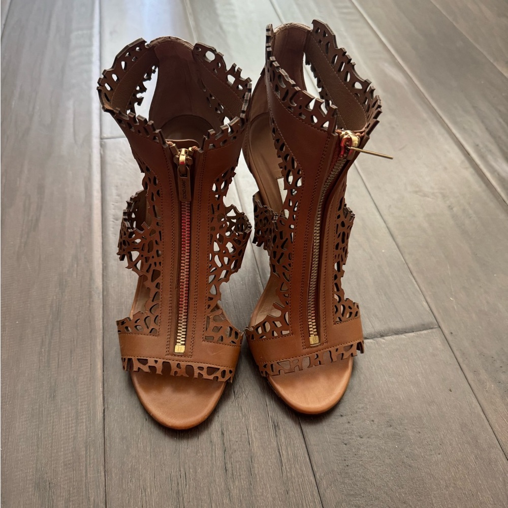 Jimmy Choo Tan Cutout Heels